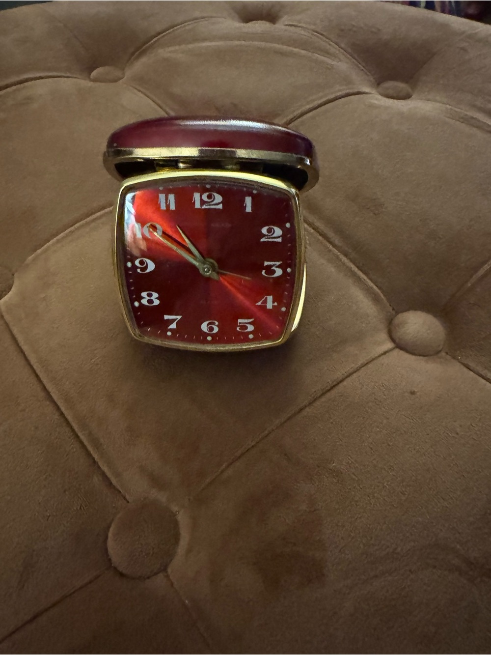 Vintage Red Travel Alarm Clock - Compact Home Accent